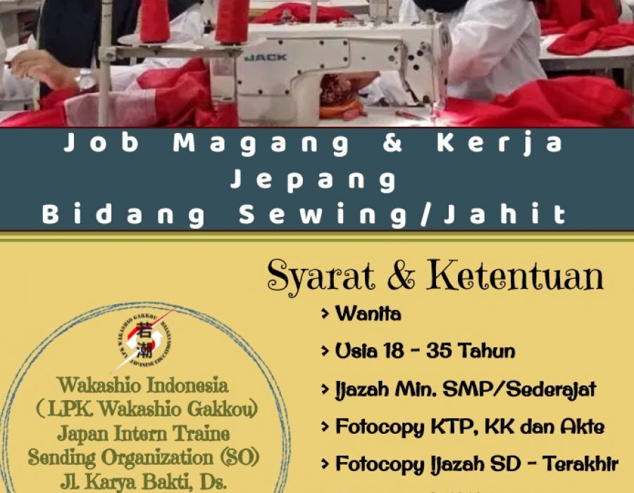 Job Magang Bidang Sewing / Jahit